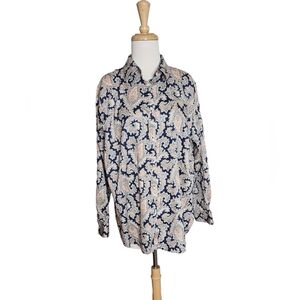 Chaps No Iron Shirt Long Sleeve Top Button Up Damask 100% Cotton Size 1X